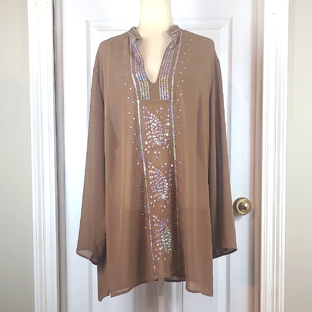 Unique Spectrum Sequined Tunic Blouse